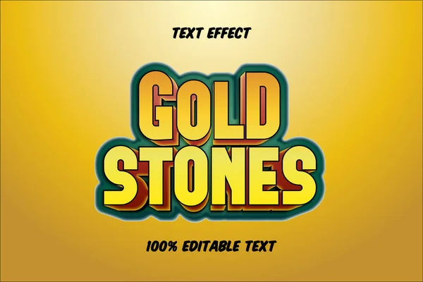 Efecto Texto Editable Piedras Oro — Vector de stock