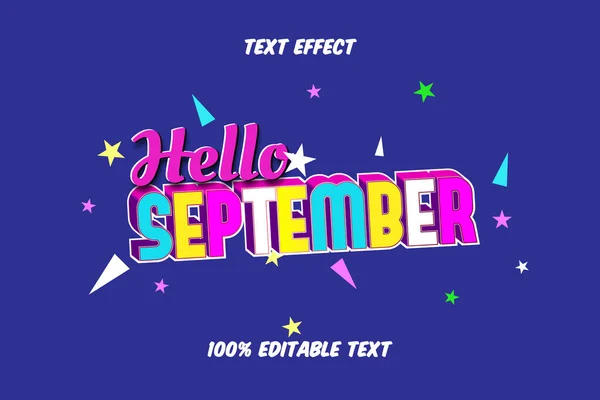 Hello September Поп Арт Стиль Редагувати Текстовий Ефект — стоковий вектор