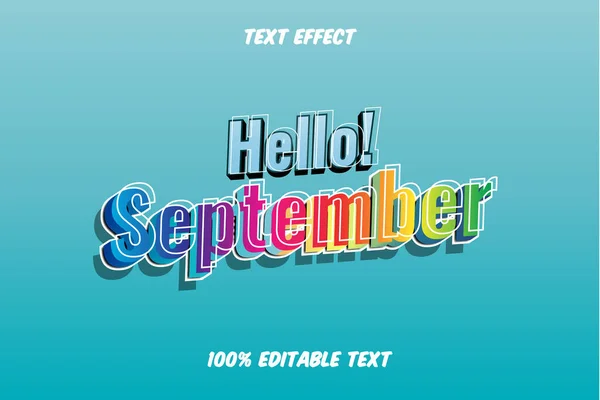 Hello September Modern Pop Art Style Edytowalny Efekt Tekstowy — Wektor stockowy