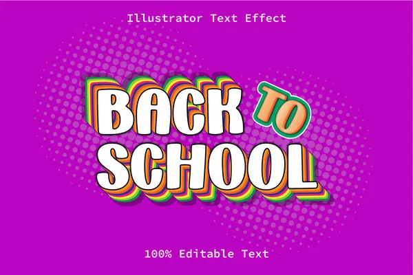 Volver Escuela Con Efecto Texto Editable Dibujos Animados Retro Pop — Archivo Imágenes Vectoriales