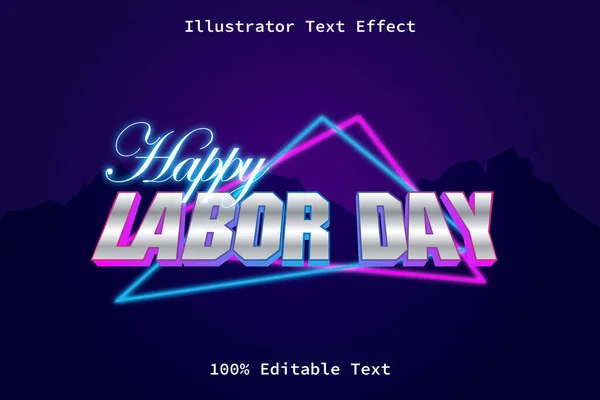 Labor Day Mit Modernem Neon Retro Stil Editierbarem Texteffekt — Stockvektor