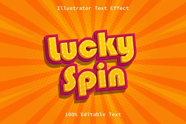 Lucky Spin Con Efecto Texto Editable Estilo Cómico — Archivo Imágenes Vectoriales