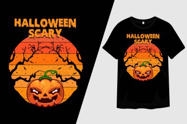 Cadılar Bayramı Korkunç Balkabağı T-shirt Tasarımı