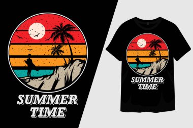 Yaz zamanı geçmişe dönük tişört tasarımı