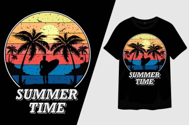 Yaz zamanı geçmişe dönük tişört tasarımı