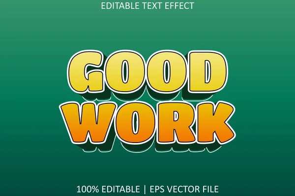 Bom Trabalho Com Estilo Moderno Efeito Texto Editável —  Vetores de Stock