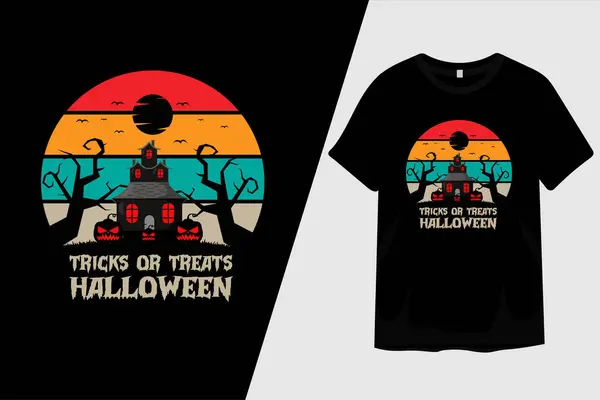 Triky Nebo Zachází Halloween Shirt Design — Stockový vektor