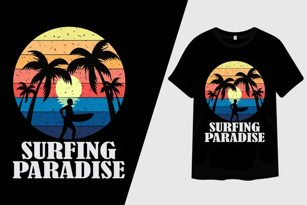 Sörf Cenneti Tişört Tasarımı — Stok Vektör