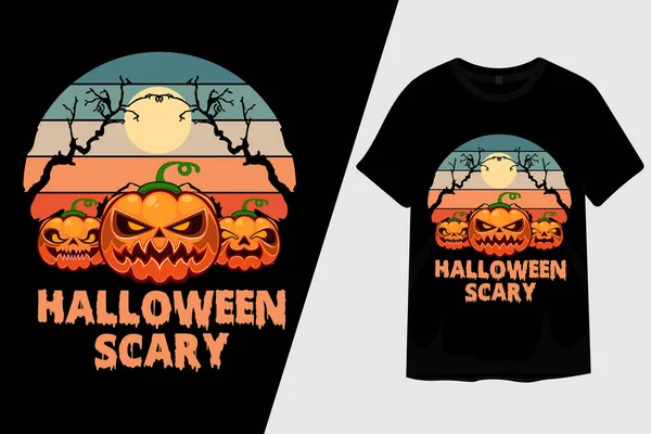 Halloween Effrayant Citrouille Shirt Design — Image vectorielle