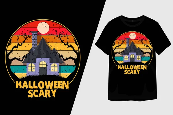 Halloween Miedo Retro Vintage Camiseta Diseño — Archivo Imágenes Vectoriales