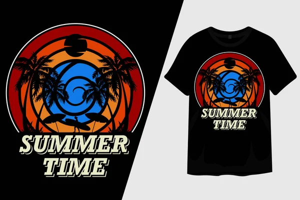 Verano Tiempo Camiseta Diseño — Vector de stock