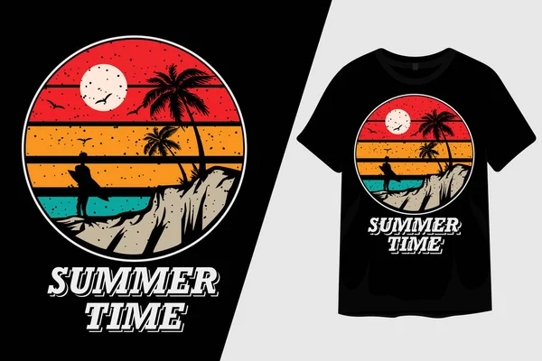 Summer Time Retro Vintage Shirt Design — 스톡 벡터