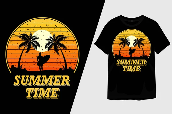 Verão Tempo Retro Vintage Shirt Design —  Vetores de Stock