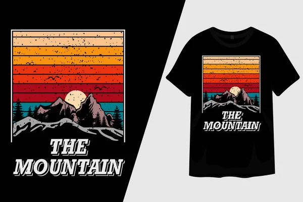 Montaña Retro Vintage Camiseta Diseño — Archivo Imágenes Vectoriales