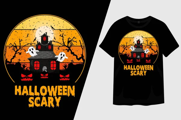 Halloween Scary Retro Vintage Shirt Design — Stock Vector