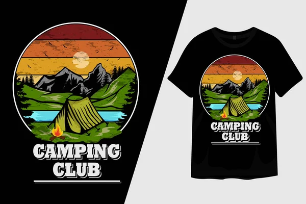Camping Club Retro Shirt Vintage Design — Vettoriale Stock