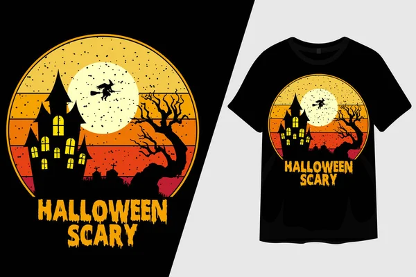 Halloween Effrayant Silhouette Shirt Design — Image vectorielle