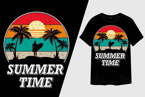 Verão Tempo Retro Vintage Shirt Design — Vetor de Stock