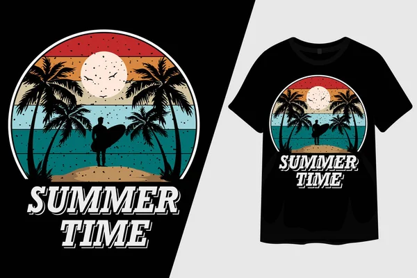 Verão Tempo Retro Vintage Shirt Design —  Vetores de Stock