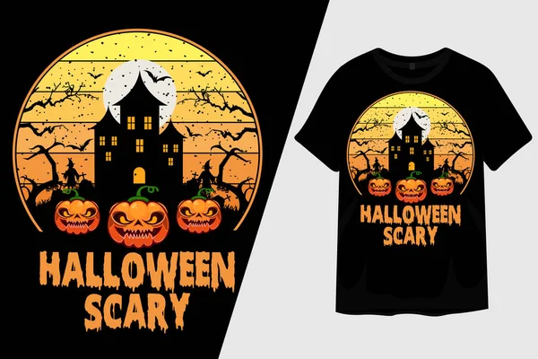 Halloween Effrayant Avec Citrouille Shirt Design — Image vectorielle