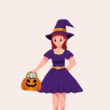 Cadılar Bayramı Oyun veya Tedavi Karakteri Çizimi