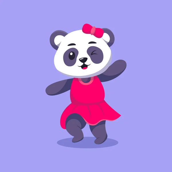 Niedliche Schöne Panda Spielen Cartoon Vector — Stockvektor