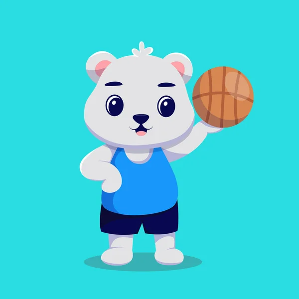 Netter Bär Spielt Basketball Cartoon Vector — Stockvektor
