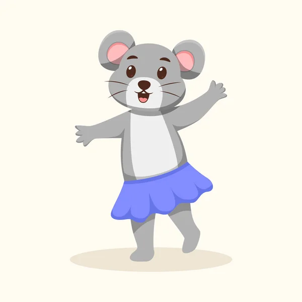 Carino Mouse Ballando Cartone Animato Illustrazione — Vettoriale Stock