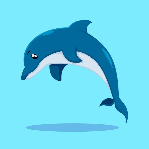 可爱的海豚卡通人物图解 — 图库矢量图片