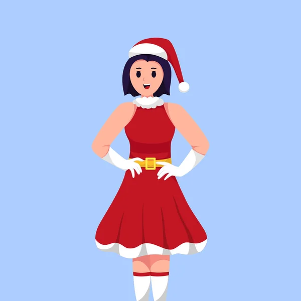 Dziewczyna Christmas Costume Ilustracja Postaci — Wektor stockowy