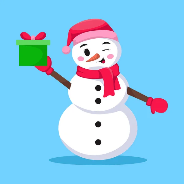 Симпатичный Рождественский Персонаж Снеговик — стоковый вектор