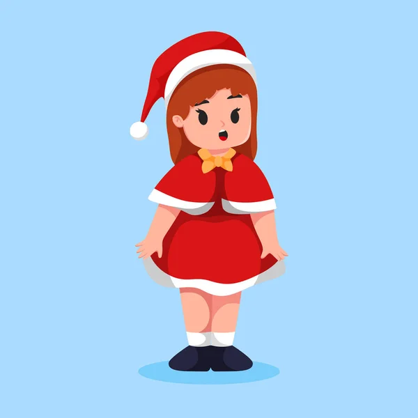 Cute Little Girl Christmas Cartoon Illustration — Stock Vector