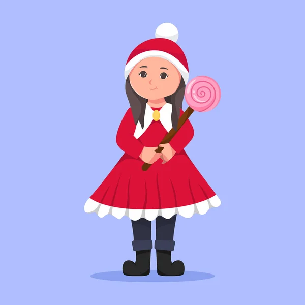 Cute Little Girl Gospodarstwa Cukierki Charakter Ilustracji — Wektor stockowy