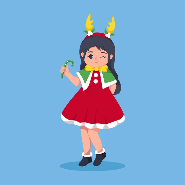 Cute Little Girl Natal Character Design —  Vetores de Stock