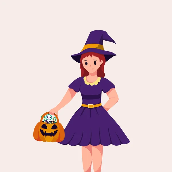 Trick Treat Halloween Ilustración Caracteres — Archivo Imágenes Vectoriales