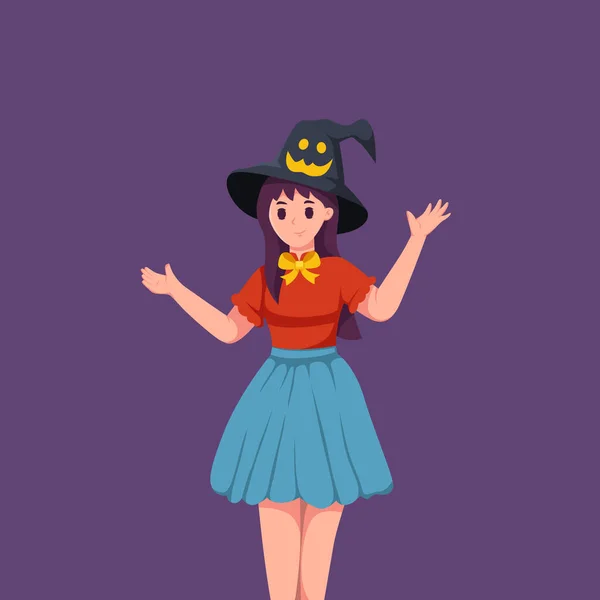 Mädchen Mit Halloween Kostümdesign Illustration — Stockvektor