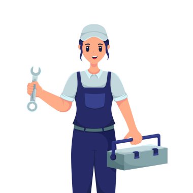 Kadın Mekanik Meslek Karakteri Tasarımı