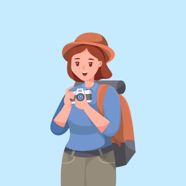 Turist Seyahat Çizgi Filmi Tasarım Çizimi