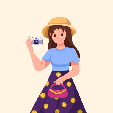 Güzellik Kızı Gezgin Karakter Çizimi