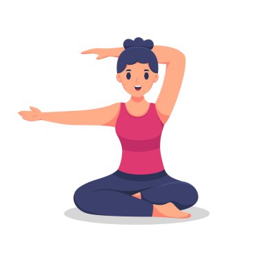 Yoga Konumundaki Kadın Karakter Tasarımı