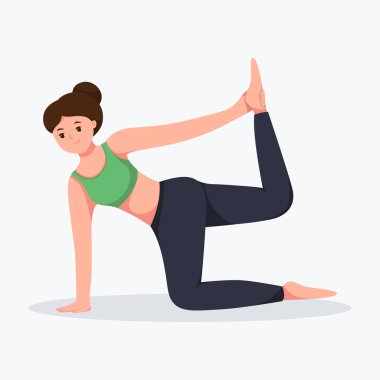 Yoga Konumunda Genç Kız Karakter Çizimi