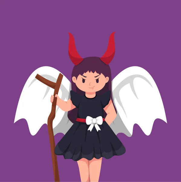 Dziewczyna Angel Death Dress Ilustracja Postaci — Wektor stockowy