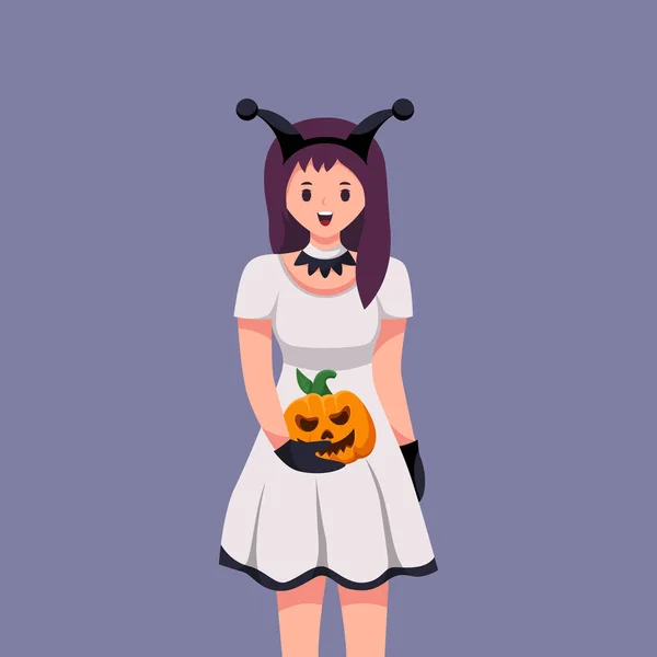 Dziewczyna Halloween Dress Charakter Ilustracji — Wektor stockowy