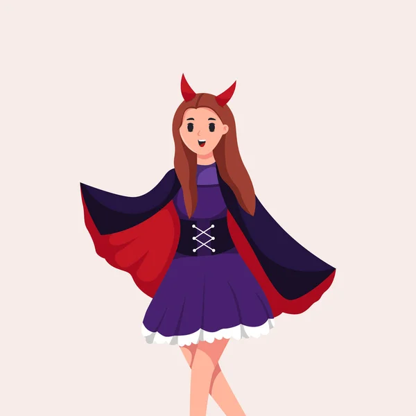 Hexe Mädchen Halloween Charakter Illustration — Stockvektor