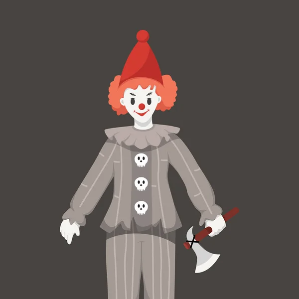 Clown Halloween Karakter Ontwerp Illustratie — Stockvector