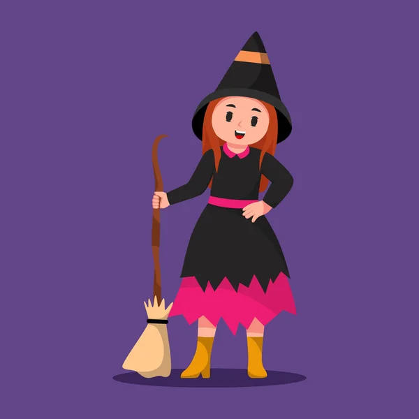 Dziewczynka Halloween Kostium Ilustracja Postaci — Wektor stockowy