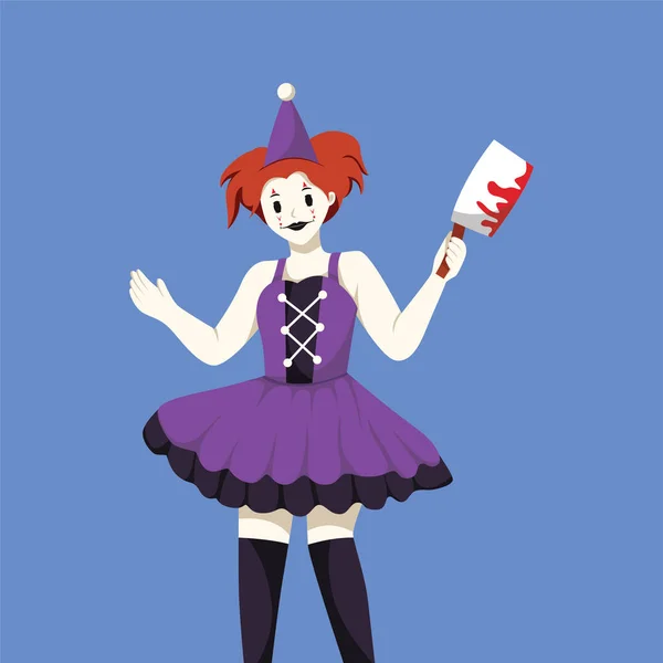 Clown Halloween Karaktär Design Illustration — Stock vektor