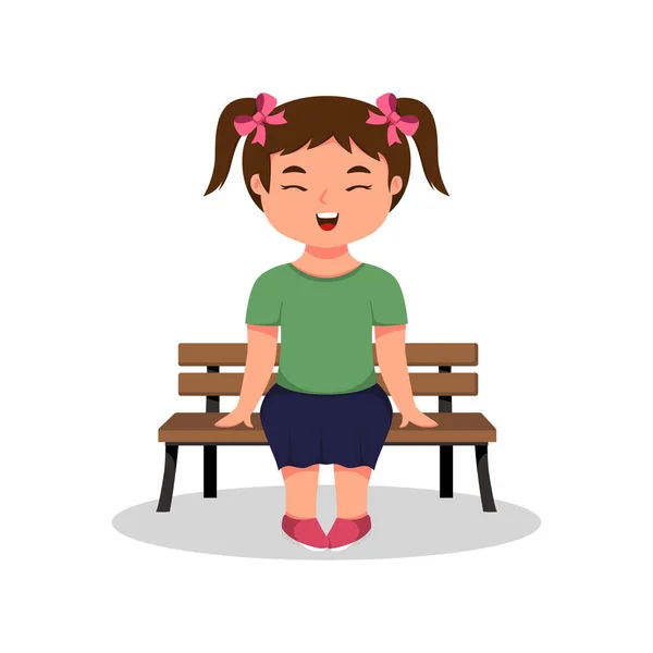 Petite Fille Mignonne Assise Sur Une Chaise Illustration Vectorielle Bande — Image vectorielle