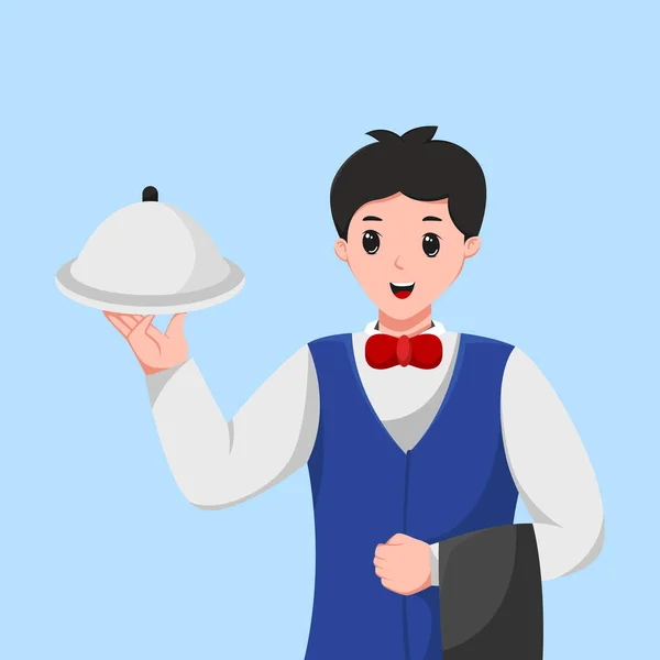 Male Waiters Character Design Illustration — Stock Vector