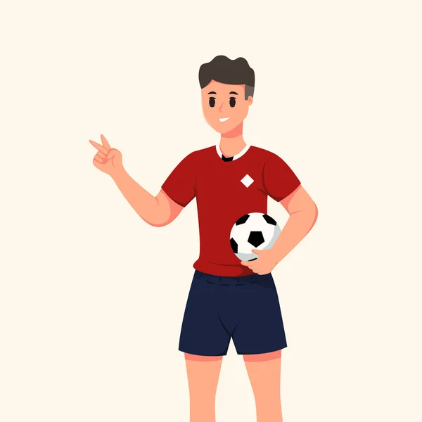 ボールキャラクターデザインイラスト付きプレーヤーサッカー — ストックベクタ